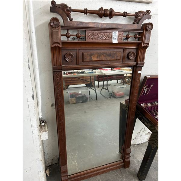 Ornately Carved Burl Gargola Trim Mirror - 24"  X  60"  - No Shipping