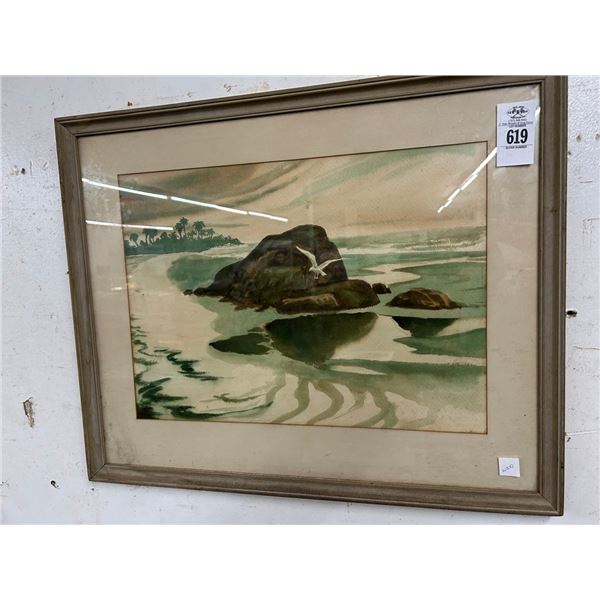 Framed Sea Scape Watercolor  - 20"  X  24"