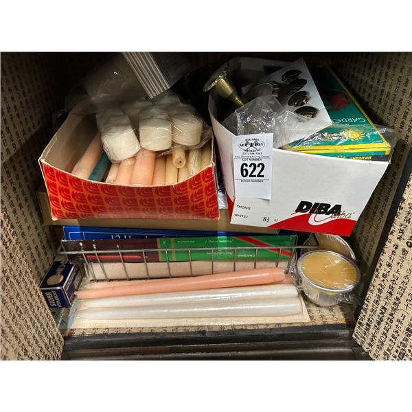 Asst. Candles, Dining Accessories in Cabinet