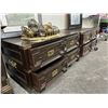 Image 2 : Ornate Brass Trim Etched 4 Drawer End Tables - Pair