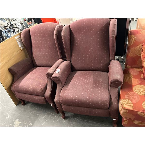 Maroon Cloth Recliners - Pair