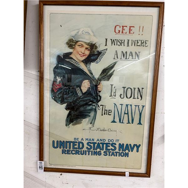 Vintage Navy Recruitment Poster - 24"  X  40"