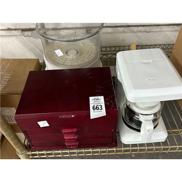 Jewelry Cabinet, Coffee Maker, Food Steamer