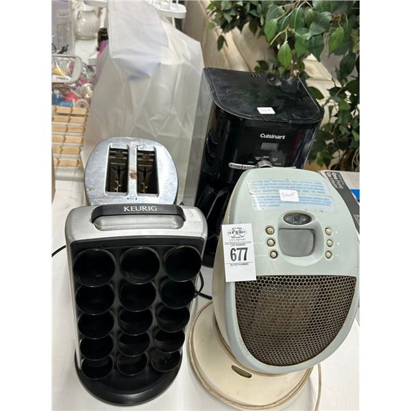 Space Heater, Spice Rack, Toaster, Coffee Maker