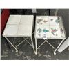Image 1 : Vintage Iron Base Tile Top Tables - Pair - Fish Motif