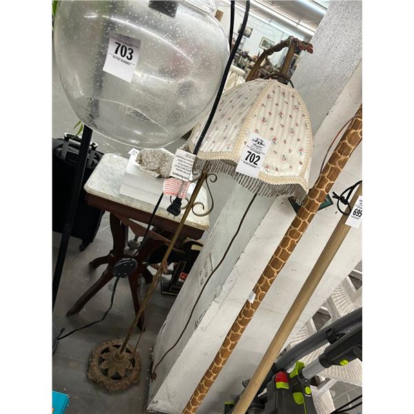 Ornate Cast Base Floor Lamp w/Boudoir Shade