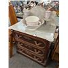 Image 1 : Cherry Burl Antique 3 Drawer Chest w/Marble Dry Sink Top