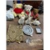 Image 1 : Plush Collector Bears, Rabbits, Table Runner, Desk Clock, Dishes