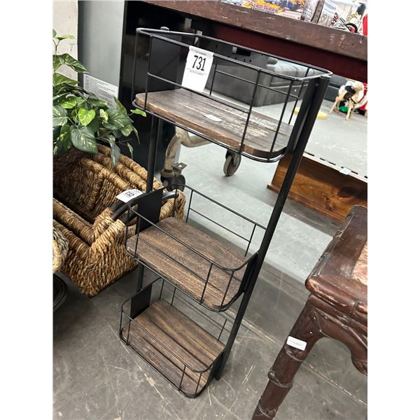 Black w/Wood Shelf 3 Tier Storage Bin