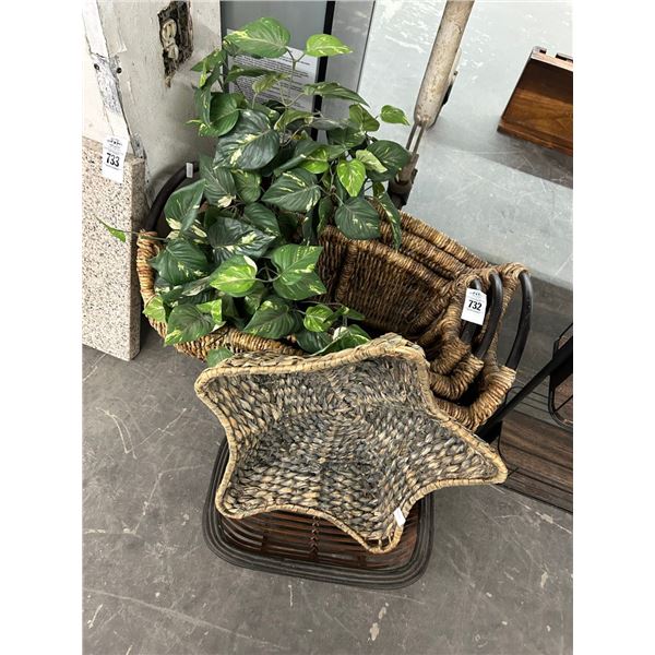 Nesting Baskets Set, Star/Other Baskets, Silk Florals