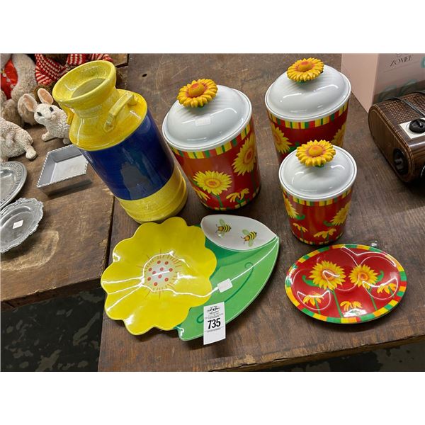 Sunflower Trays, Jars, Vase