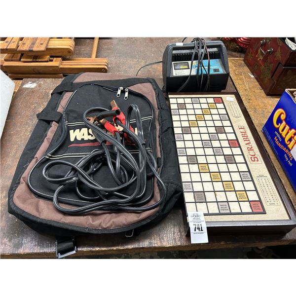 Battery Charger/Jumper Cables, Guitar Case, Scrabble Game