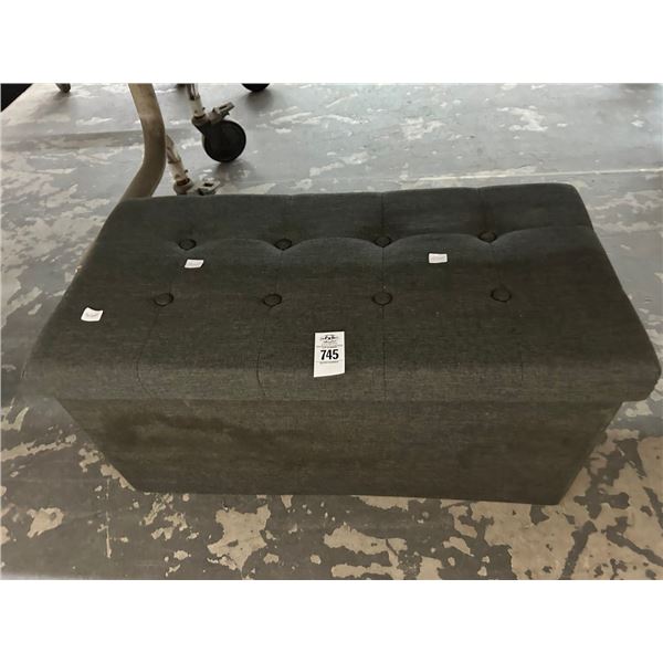 Grey Cloth Padded Storage Bench