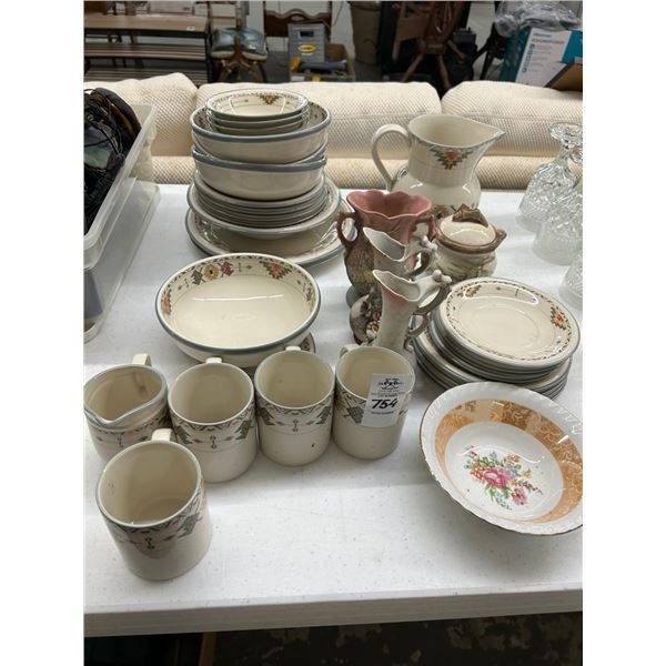 Studio Nova Southwestern Trim China Set w/Hull Floral Vase, Pitchers, Floral Bowl