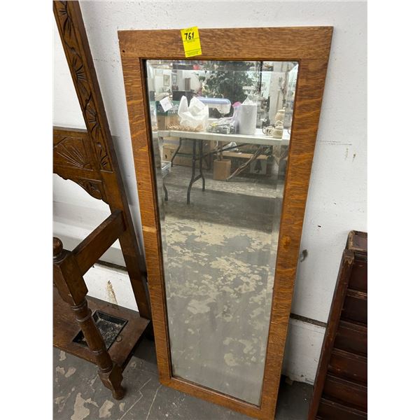 Tiger Oak Framed Beveled Full Length Mirror - No Shipping