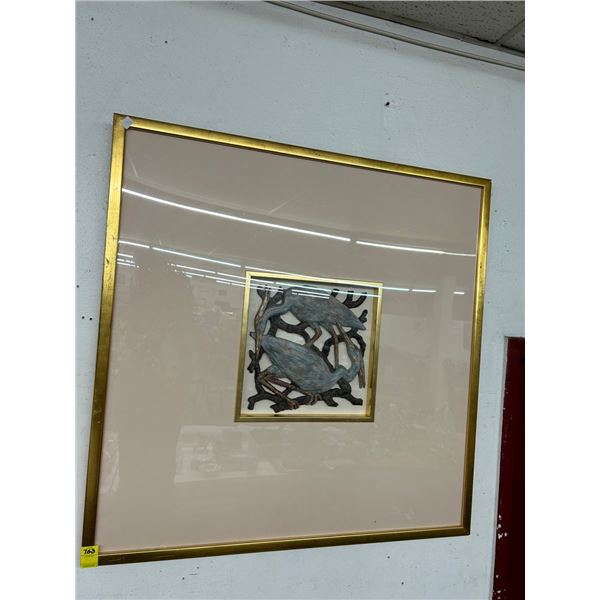 Gold Framed Bird Motif Wall Art