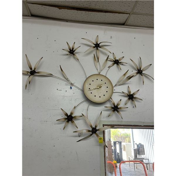Mid Century Modern  Floral Motif Clock