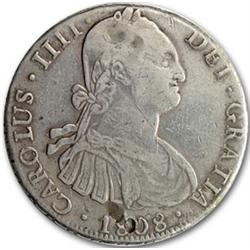 1808/9 PTS PJ BOLIVIA SILVER 8 REALES-CHARLES IIII-XF with chop marks obverse