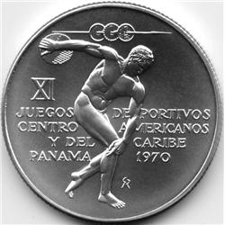 1970 PANAMA SILVER 5 BALBOAS-CH BU+ OVER 1 OZ OF SILVER