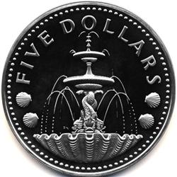 1976 BARBADOS $5 SILVER PROOF DCAM-LOW MINTAGE