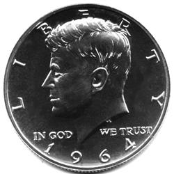 1964 KENNEDY SILVER HALF PROOF/ACCENTED HAIR-PROOF