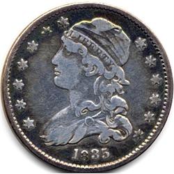 1835 LIBERTY BUST QUARTER-XF-“E Pluribus Unum” removed from above eagle