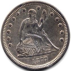 1877-S SILVER SEATED LIBERTY QUARTER-AU