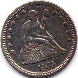 1877 SILVER SEATED LIBERTY QUARTER-AU