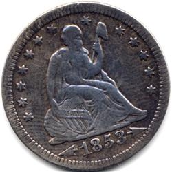 1853 ARROWS AND RAYS SEATED LIBERTY QUARTER-CIRC