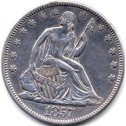1857 SILVER SEATED LIBERTY HALF DOLLAR-AU