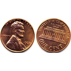 1963 LINCOLN SMALL CENT-CH BU+RED