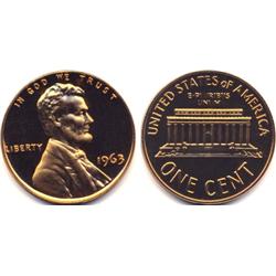 1963 LINCOLN SMALL CENT PROOF-CAMEO
