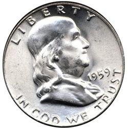 1959 SILVER FRANKLIN HALF DOLLAR-CH BU+