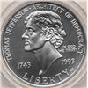 Image 1 : 1993-P SILVER THOMAS JEFFERSON COMMEMORATIVE DOLLAR-CH BU+