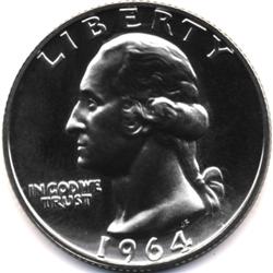 1964 SILVER WASHINGTON QUARTER-PROOF