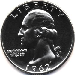 1962 SILVER WASHINGTON QUARTER-PROOF