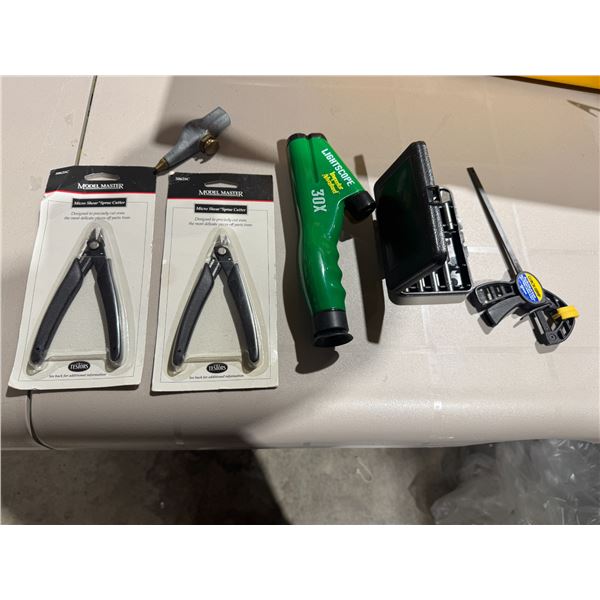 Micro, sheer sprue cutters light scope, quick grip, clamp, and other items