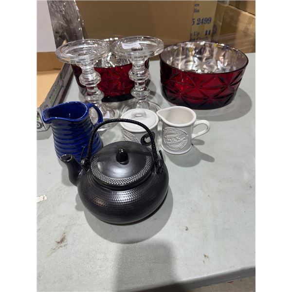 Milk and sugar containers, tea, pot, Candle Holder, etc.