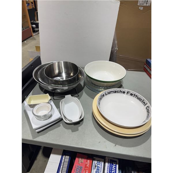 Mixing bowls, pie plates, and other dishwasher