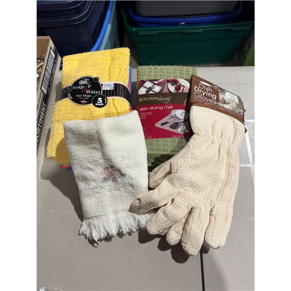 Dish towels and dish drying gloves