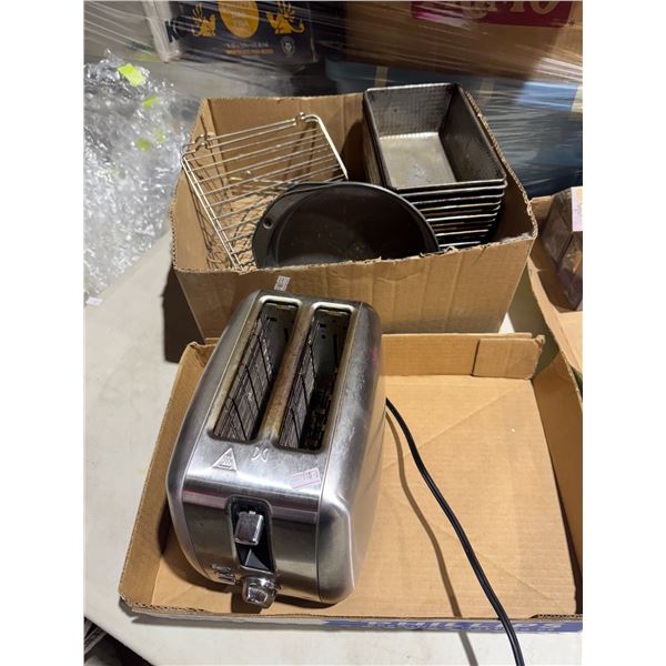 Baking pans, trays, and toaster