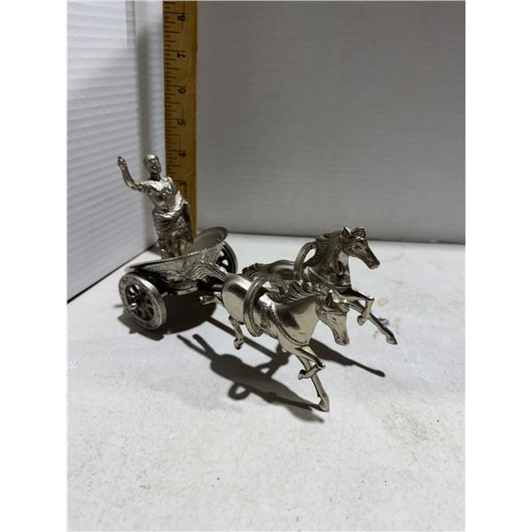 vintage silver-plated Roman chariot figurine