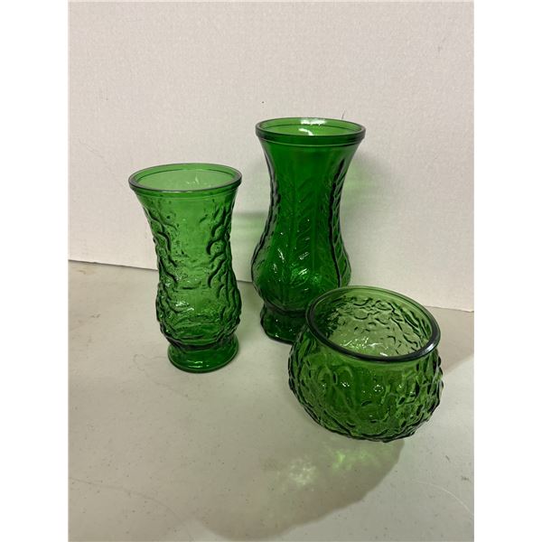Vintage Hoosier glass vase and other vases