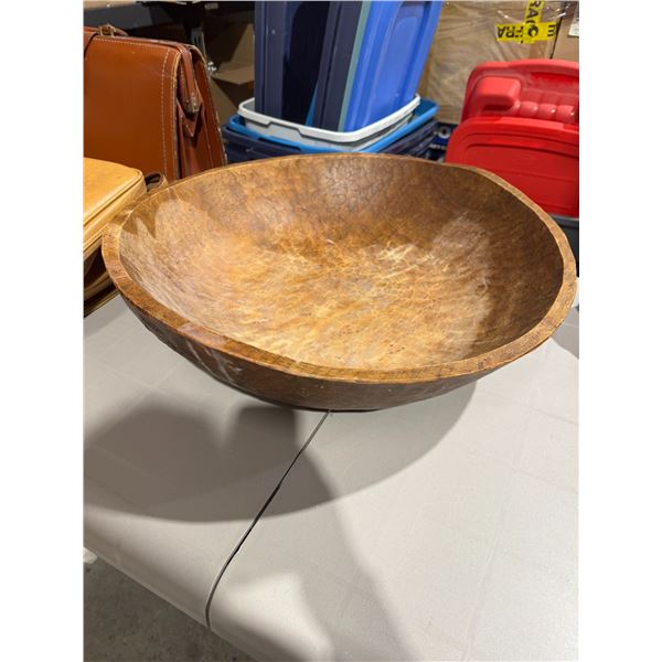 hand-hewn wooden dough bowl