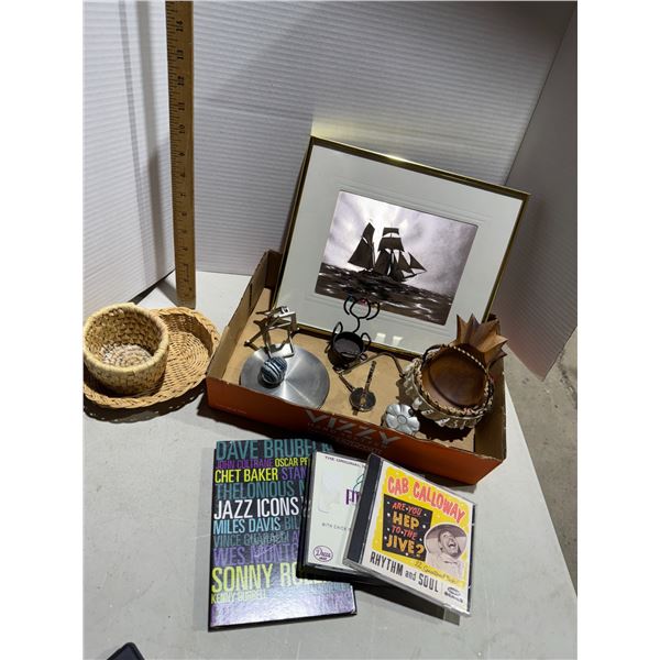 Miscellaneous ship, artwork, baskets, CDs, etc.