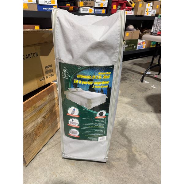 Ultimate queen size BYOB no frame, two mattresses and pump and sheets