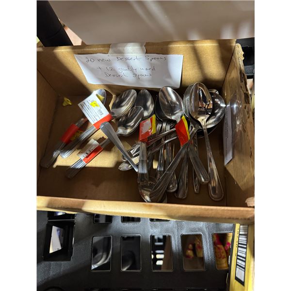 20. New dessert, spoons and 12 gently used dessert spoons