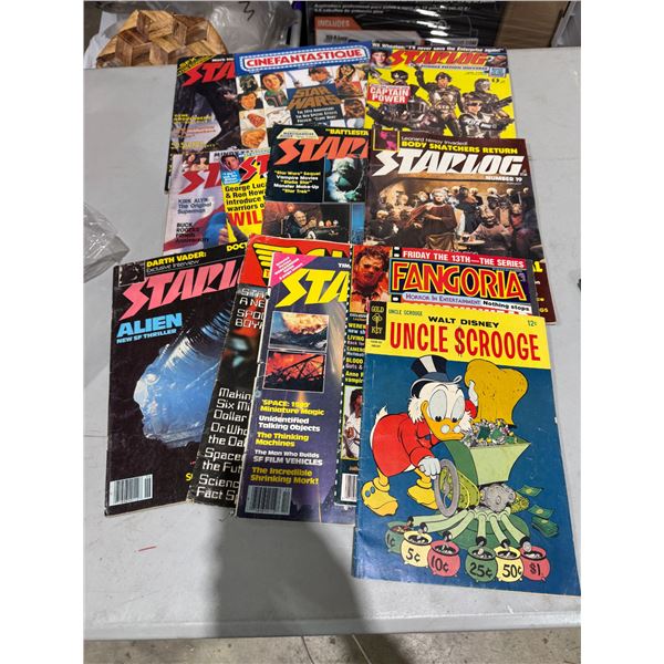 Vintage star log and fangoria and other magazines and comics