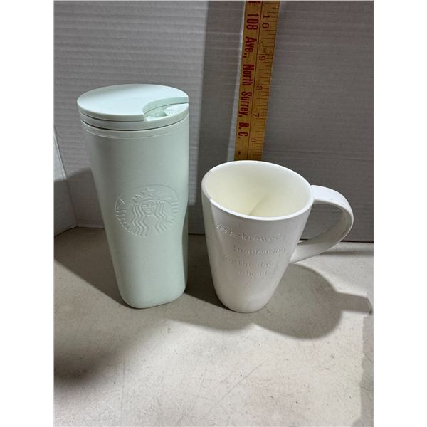 Starbucks mug, and to go mug