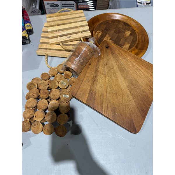Wood trivets and cutting boards, etc.